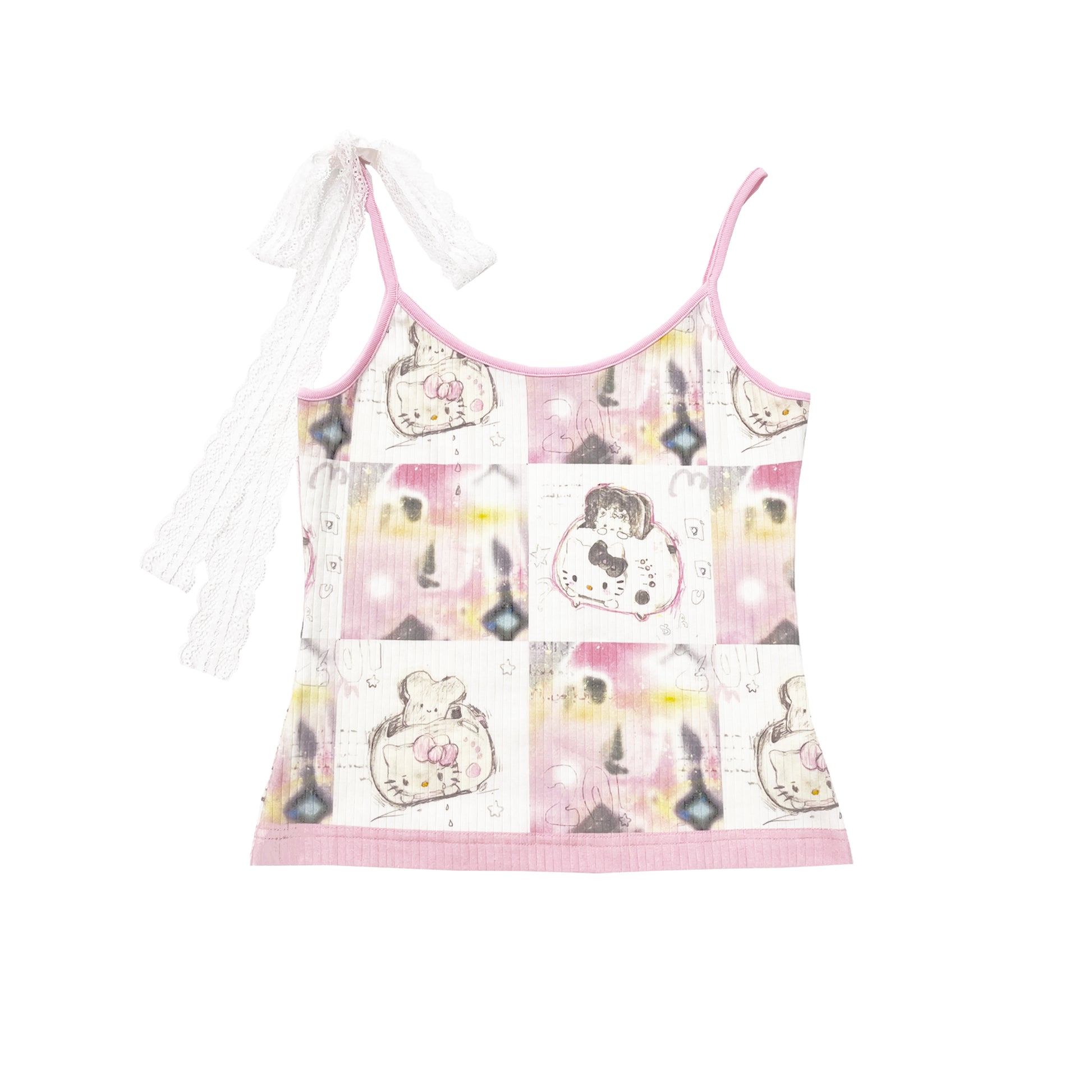 OOURSLAB - Cartoon Print Lace Strap Cami Top camisole OOURSLAB S