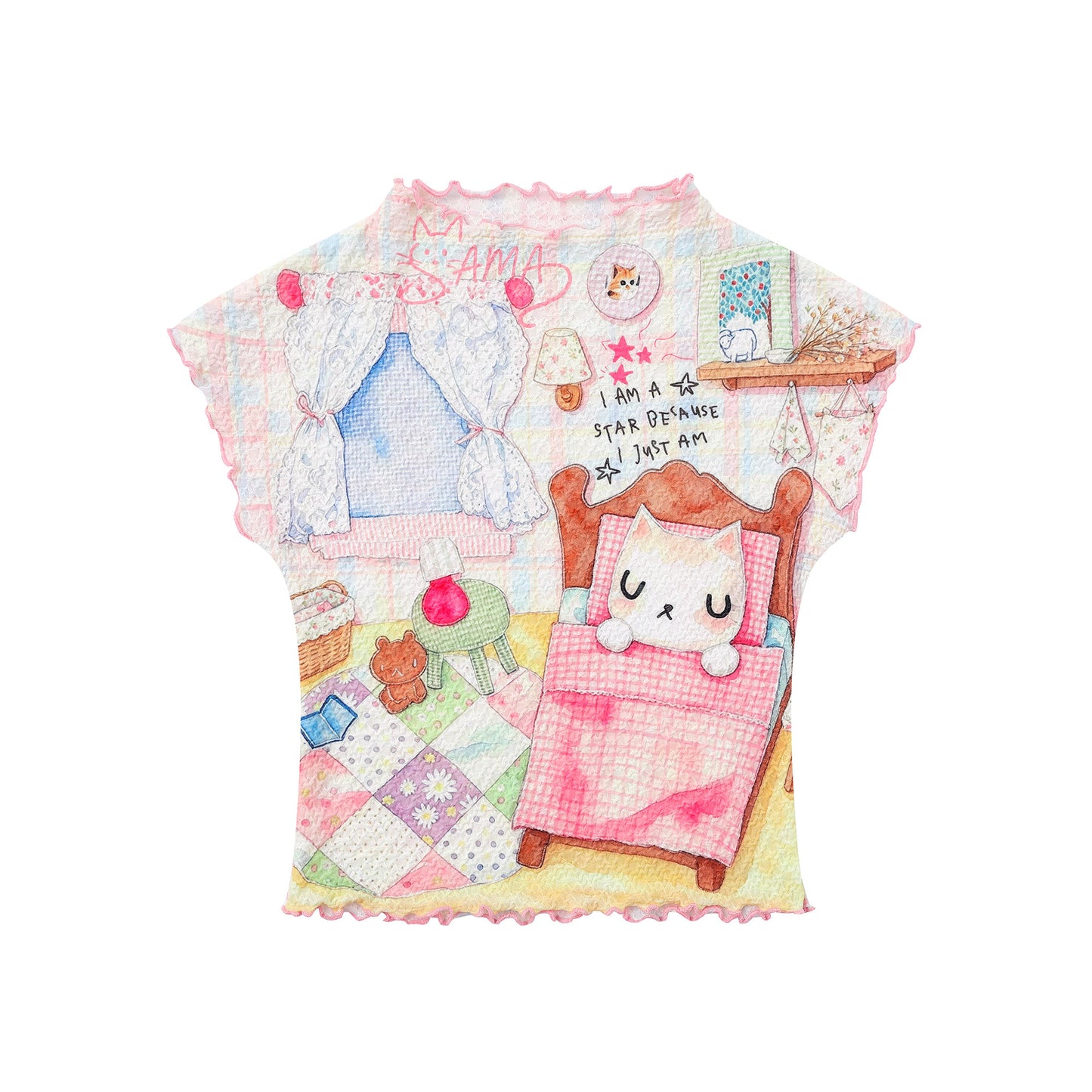 Languid Park - Ruffle Trim Cute Short Sleeve T-Shirt tshirt Languid Park S