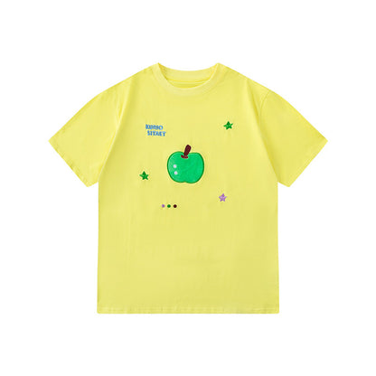 KURIOSITAET - Yellow Star Apple Embroidered T-Shirt