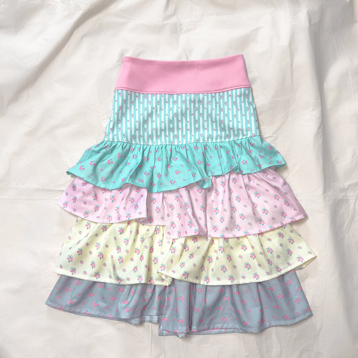 YJM with biubiu - Romantic Floral Layered Asymmetrical Skirt skirt YJM with biubiu S