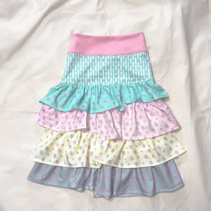 YJM with biubiu - Romantic Floral Layered Asymmetrical Skirt skirt YJM with biubiu S