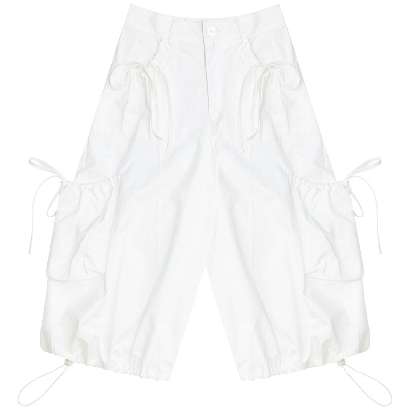 ziziFei - White Pocket Wide Leg Pants pants ziziFei S