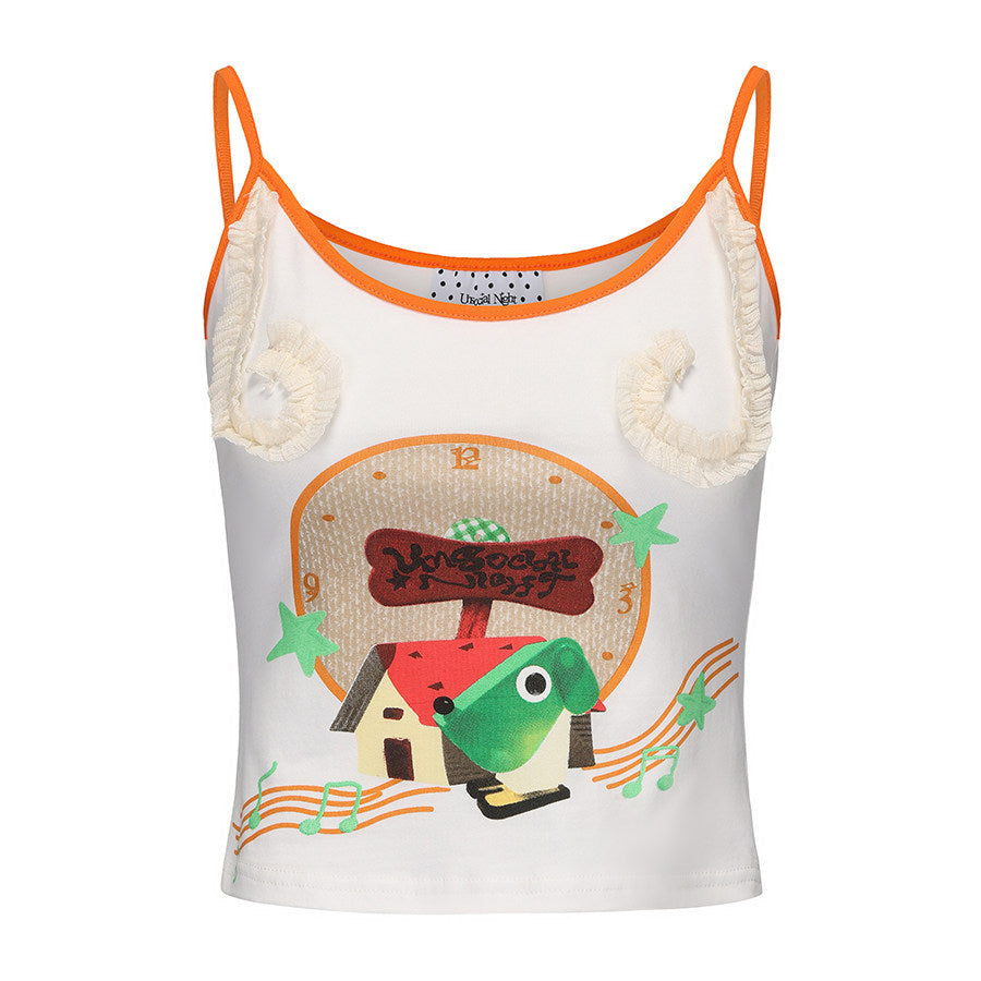 UnsocialNight - Cartoon Print Lace Cami Top camisole UnsocialNight S