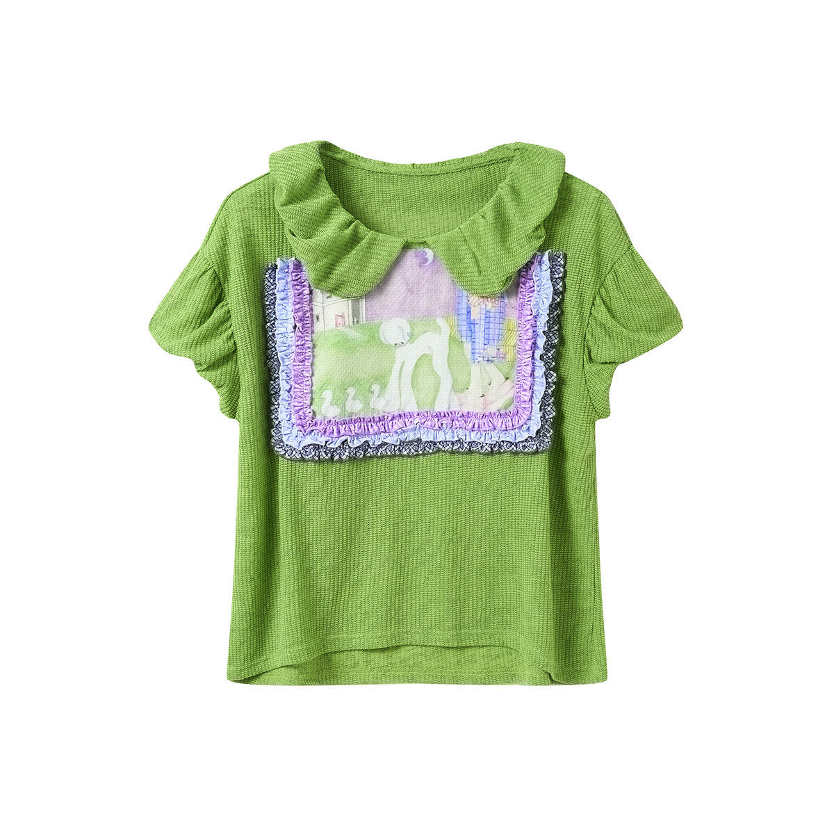 tntntutu - Green Ruffle Doll Collar Top shirt tntntutu