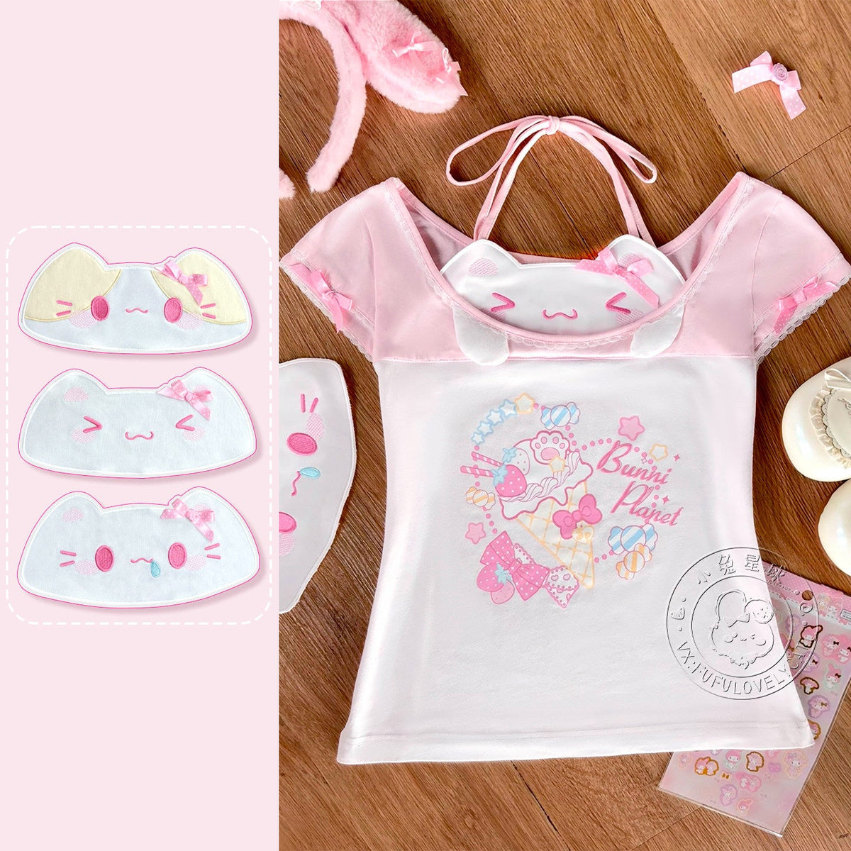 Bunny Planet - Jojifuku Bunny Halter T-Shirt shirt bunnyplanet Pink S