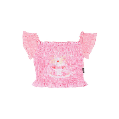 Allbubble - Cat Print Off Shoulder Crop Top vest Allbubble