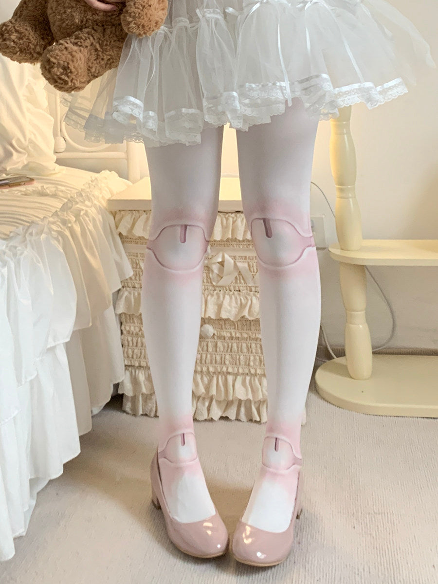 Roji Roji - Joint Doll Velvet Lolita Tights tights Roji Roji Pink