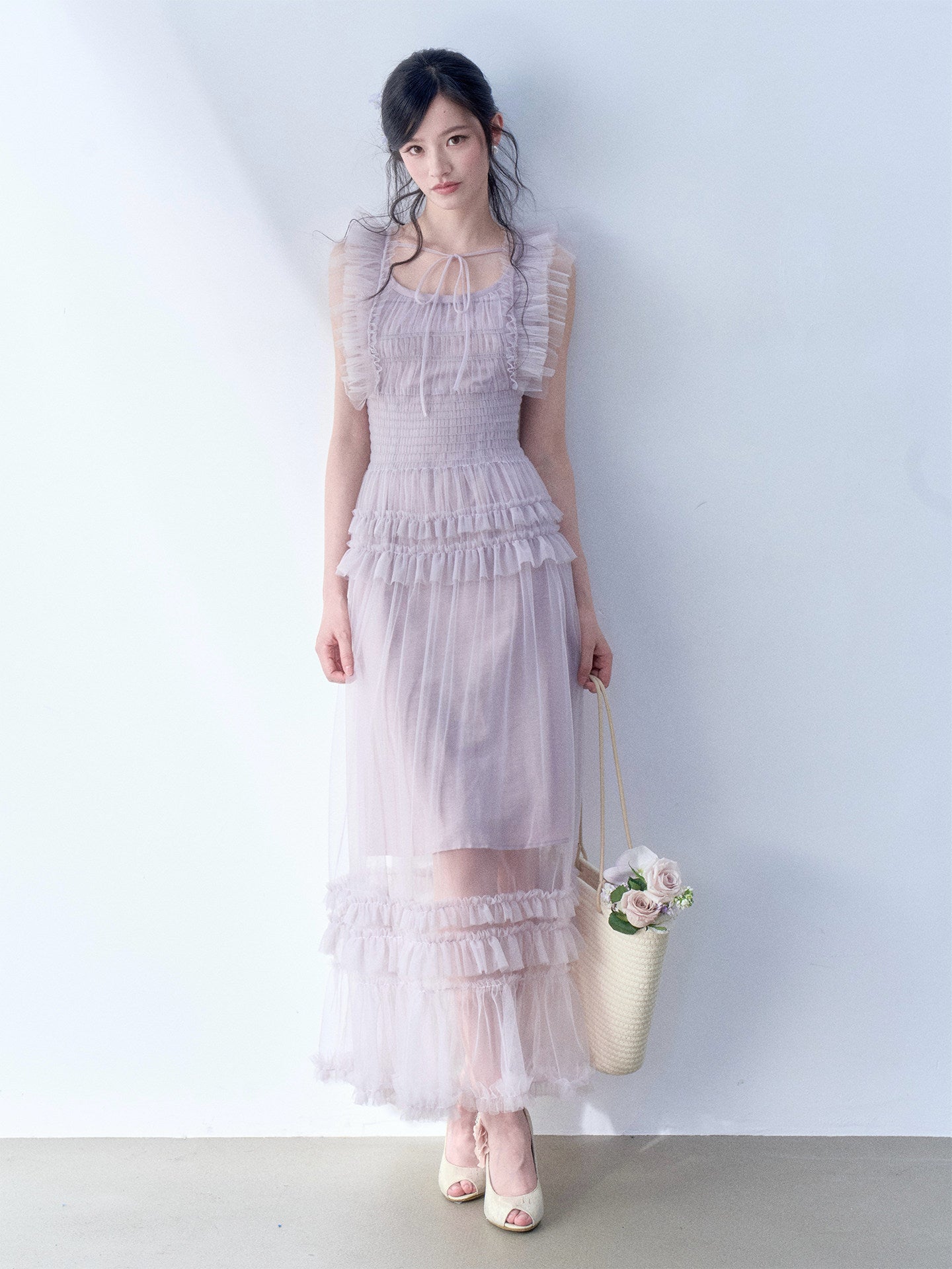 SOS SEAMSTRESS - Mist Ruffle Maxi Dress dress SOS SEAMSTRESS Purple S