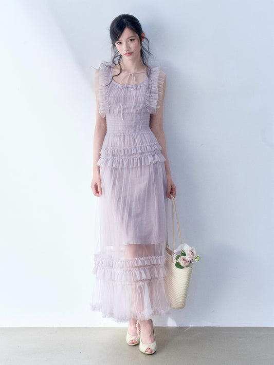 SOS SEAMSTRESS - Mist Ruffle Maxi Dress dress SOS SEAMSTRESS Purple S