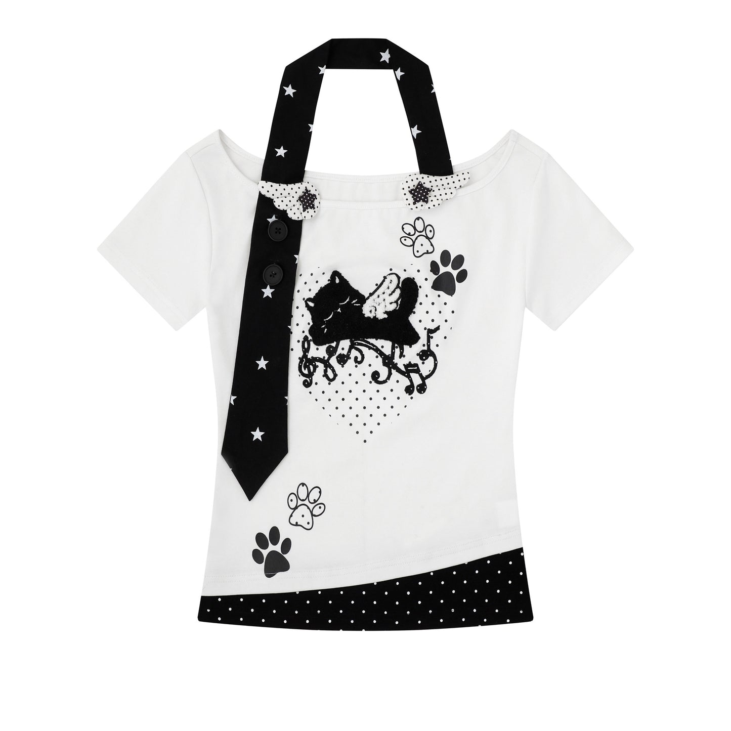 Languid Park - Polka Dot Short Sleeve Top tshirt Languid Park White S