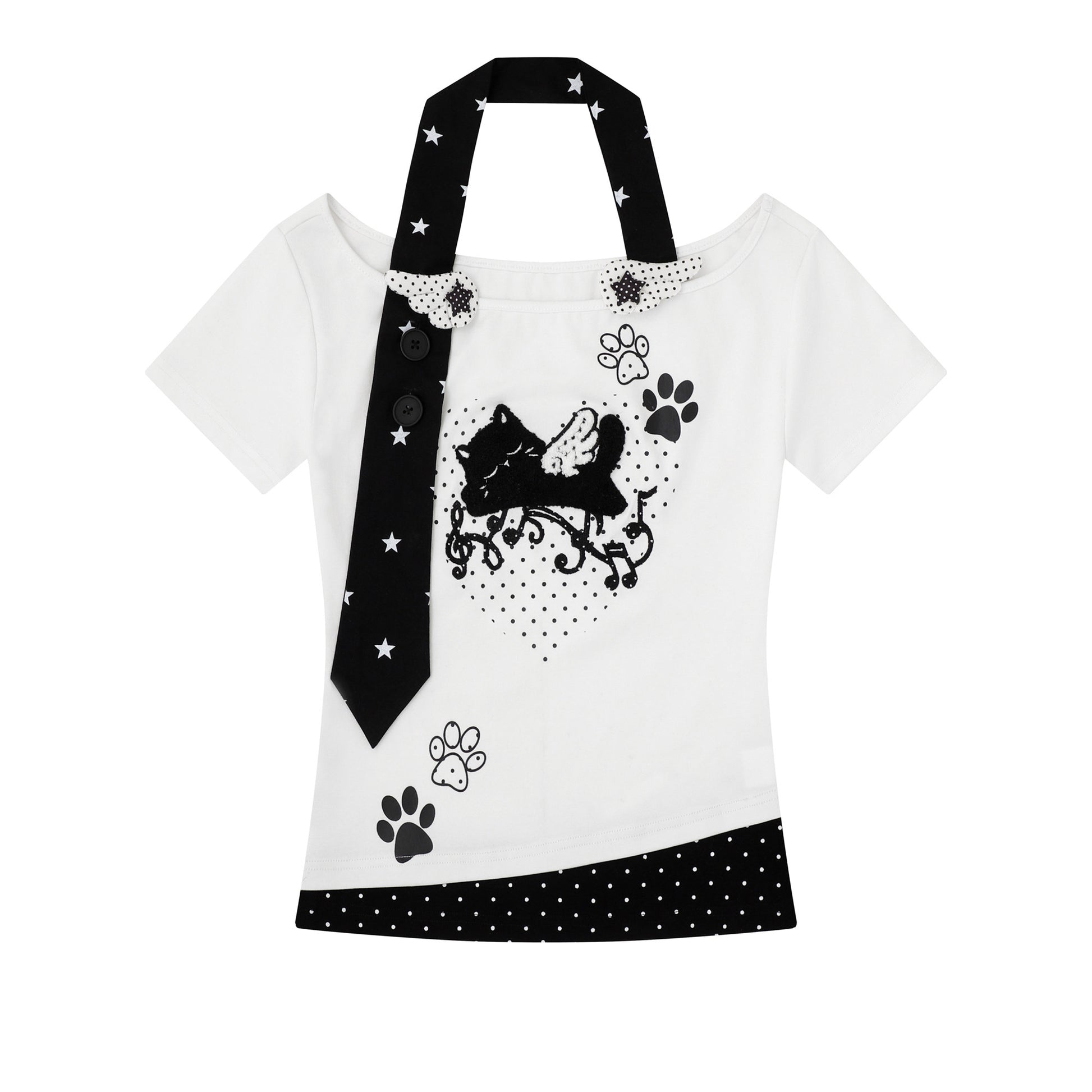 Languid Park - Polka Dot Short Sleeve Top tshirt Languid Park White S