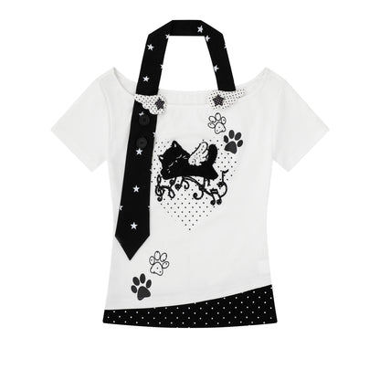 Languid Park - Polka Dot Short Sleeve Top tshirt Languid Park White S