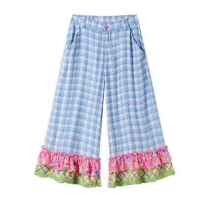 tntntutu - Blue Plaid Patchwork Pants | Fairy Kei Kawaii Harajuku Vintage Trousers pants tntntutu S