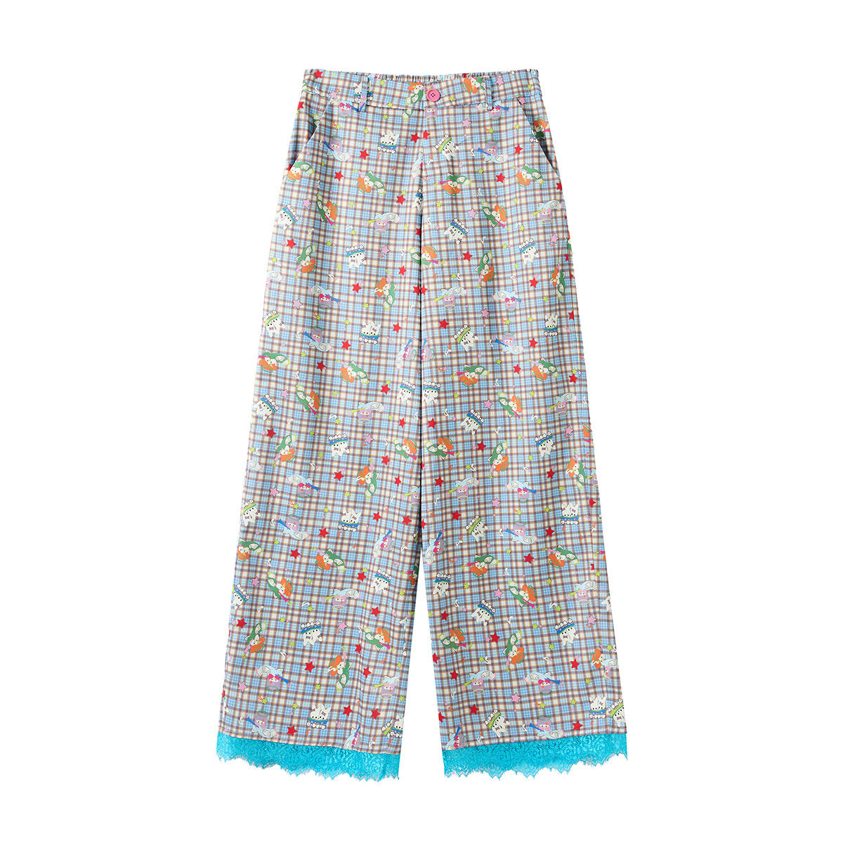 tntntutu - Plaid Angel Print Low Rise Layered Pants pants tntntutu Pants Only S
