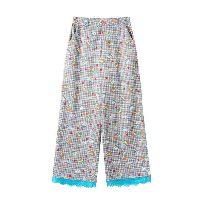 tntntutu - Plaid Angel Print Low Rise Layered Pants pants tntntutu Pants Only S
