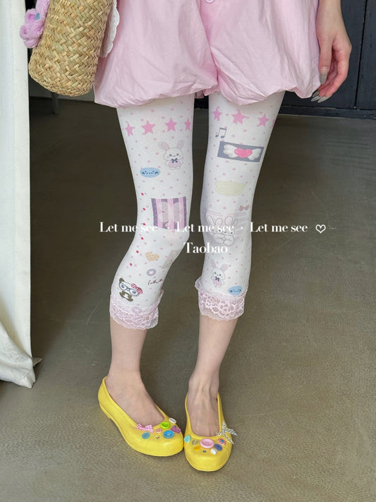 LET ME SEE - Cartoon Polka Capri Leggings tights let me see