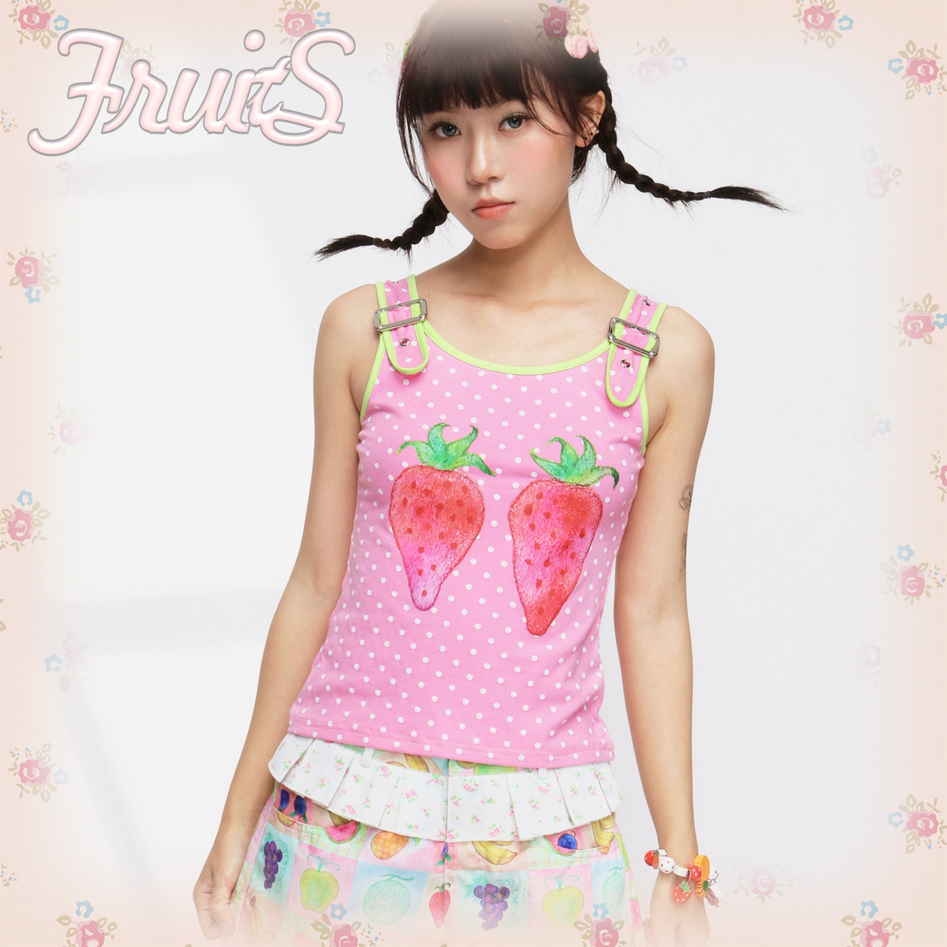 FRUITS - Strawberry Dot Strap Vest camisole Fruits S