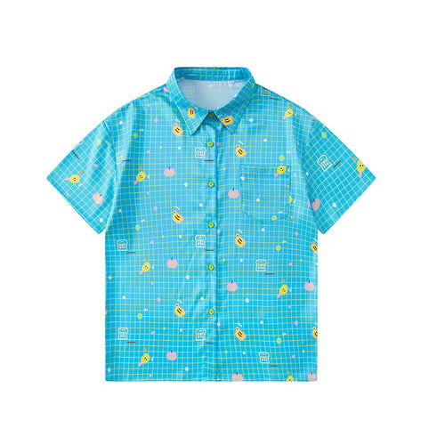 KURIOSITAET - Blue Colorful Plaid Short-Sleeve Shirt shirt KURIOSITAET S