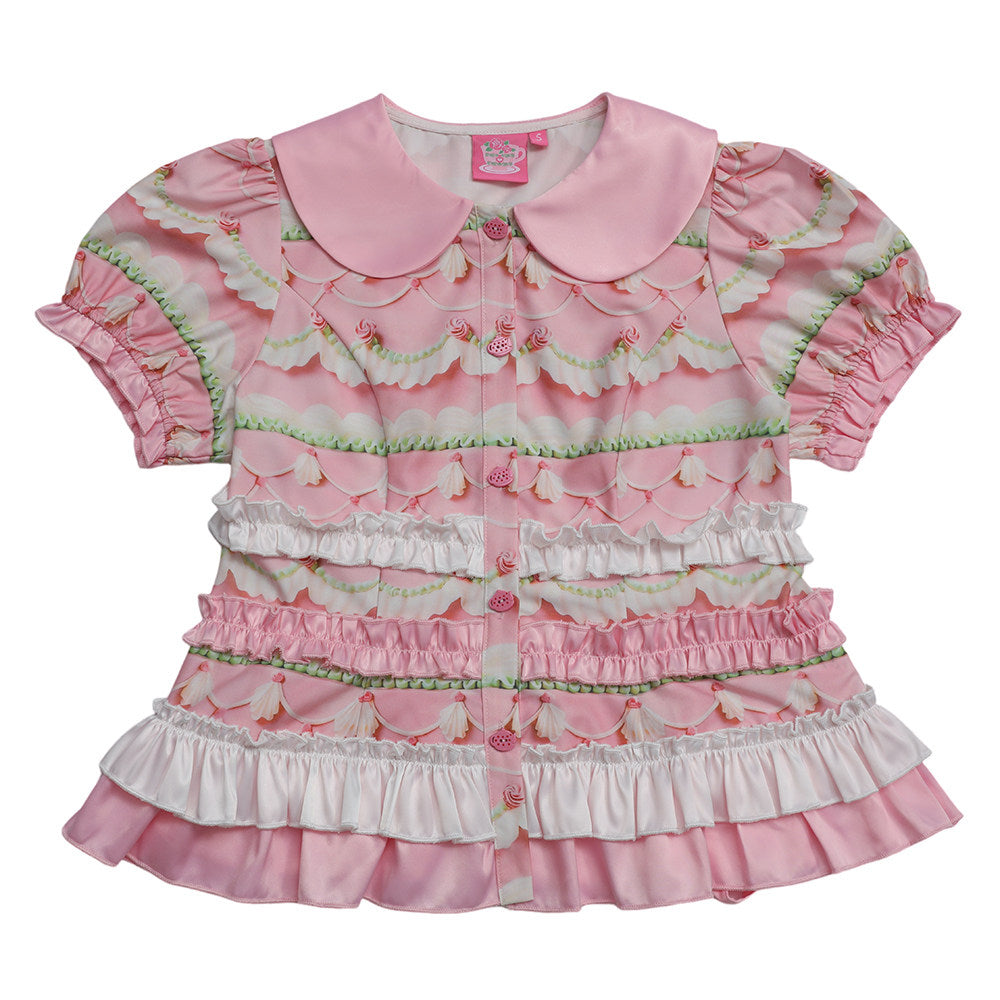 frufru - Vintage Cake Print Doll Collar Set set frufru Blouse S