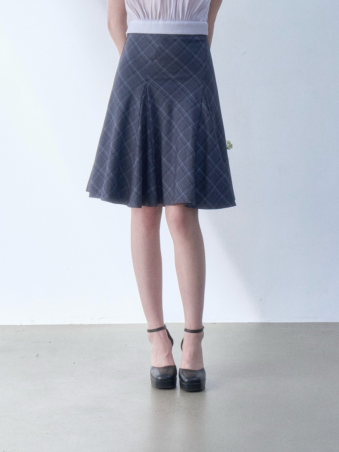 SOS SEAMSTRESS - Plaid Polka Mermaid Skirt skirt SOS SEAMSTRESS Dark Grey S