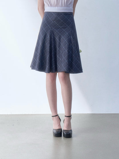 SOS SEAMSTRESS - Plaid Polka Mermaid Skirt skirt SOS SEAMSTRESS Dark Grey S