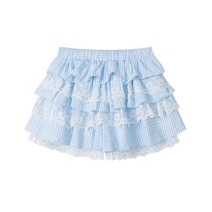 Languid Park - Plaid Lace Trim High Waist Skort skirt Languid Park S