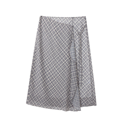 CHIC FRUIT - Asymmetric Mesh Plaid Skirt skirt Chic Fruit S