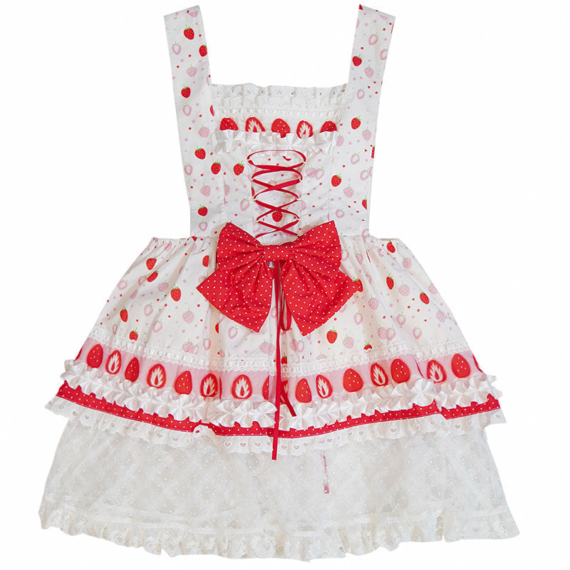 Daytoday Everyday Institute - Strawberry Bow Wing Dress dress daytoday everyday institute Red