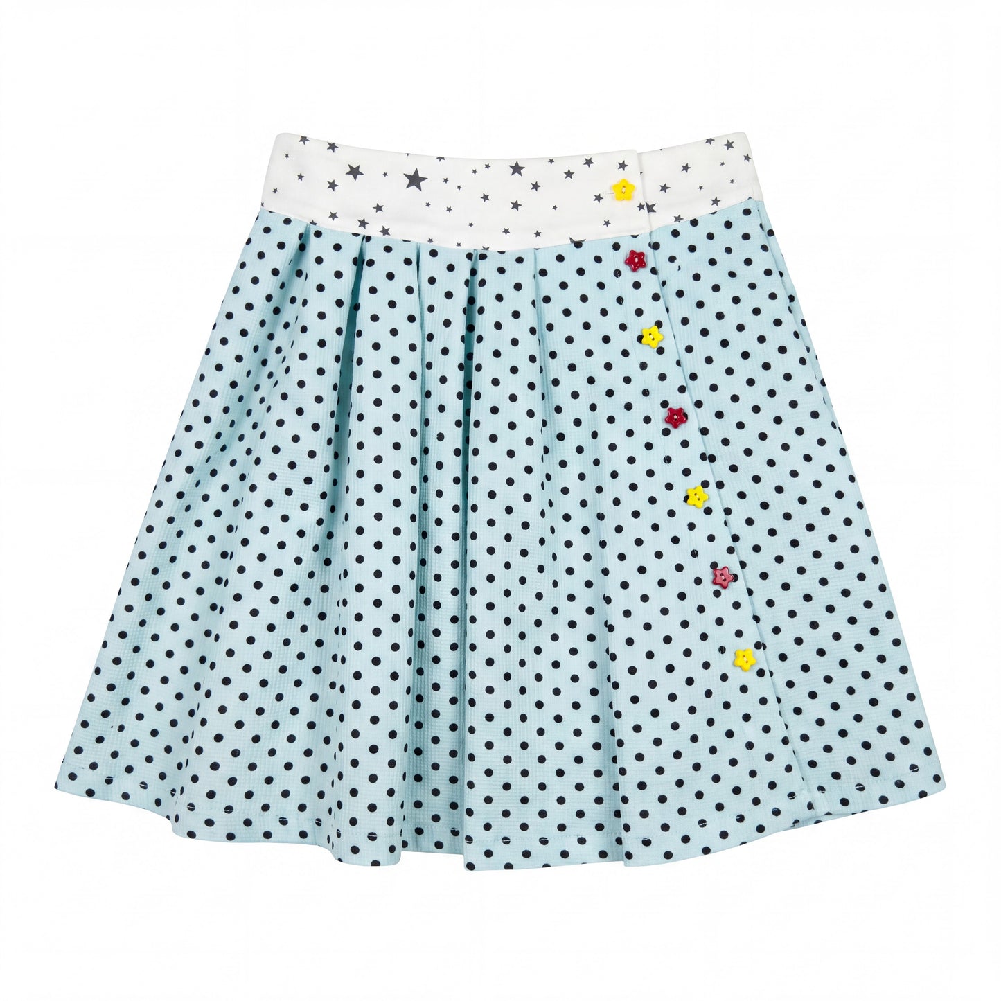 Y2K Polka Dot Color-Block Pleated Skirt skirt Languid Park Blue S