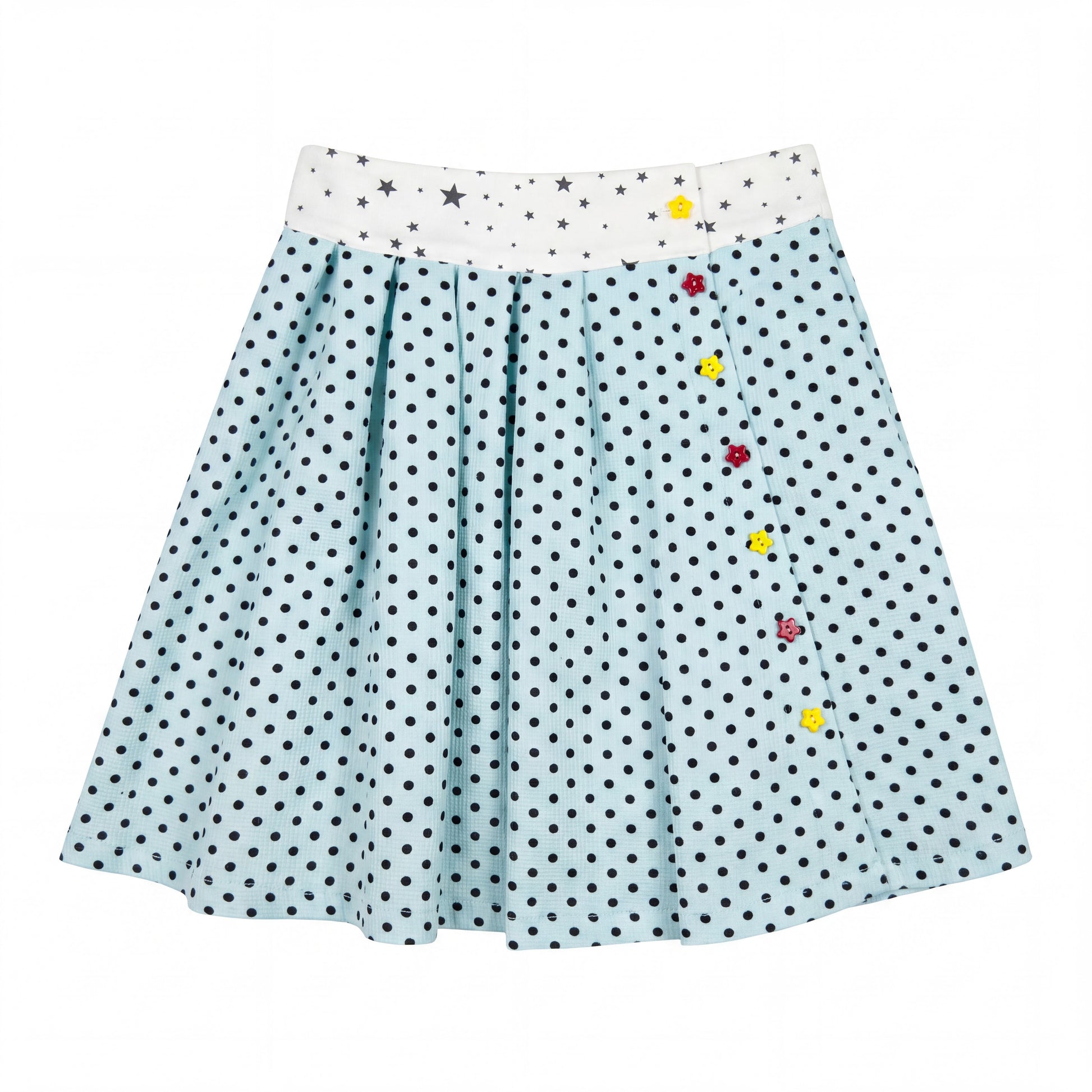 Y2K Polka Dot Color-Block Pleated Skirt skirt Languid Park Blue S