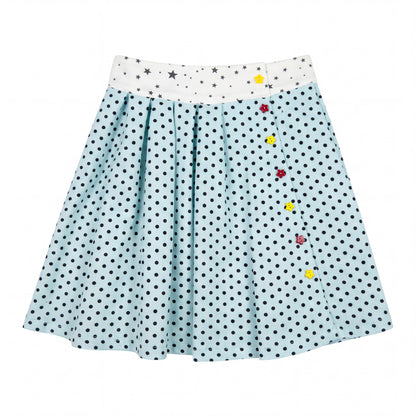 Y2K Polka Dot Color-Block Pleated Skirt skirt Languid Park Blue S