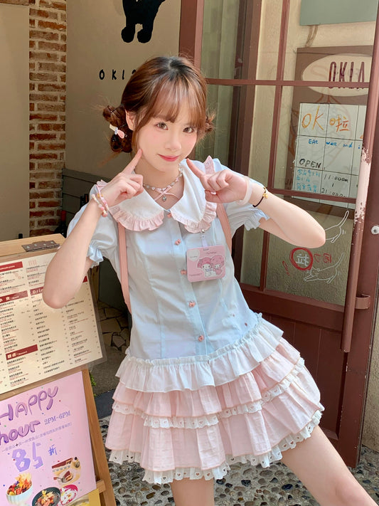 Sinsingirl - Kawaii Bunny Academy Shirt & Mini Skirt Set set sinsingirl