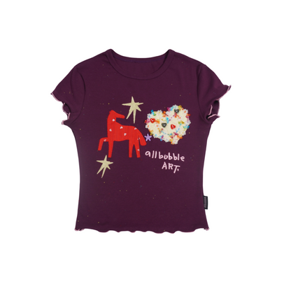 Allbubble - Handmade Pony Embroidery Vintage T-Shirt shirt Allbubble S
