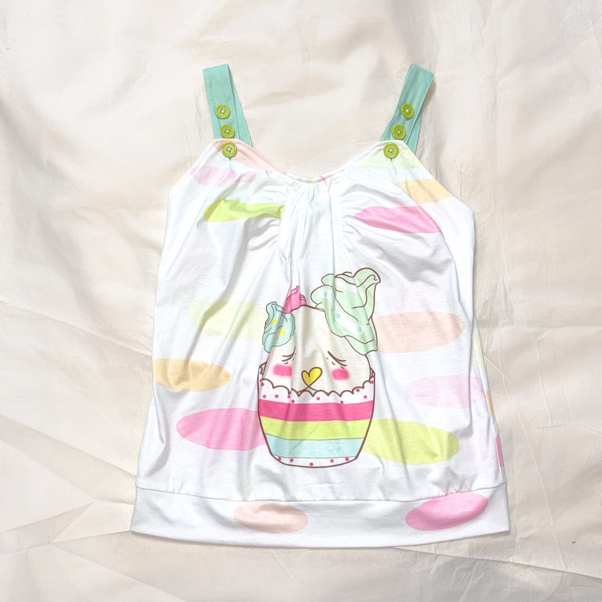 YJM with biubiu - Candy Cupcake Button Strap Cami camisole YJM with biubiu S