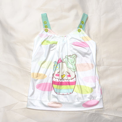 YJM with biubiu - Candy Cupcake Button Strap Cami camisole YJM with biubiu S