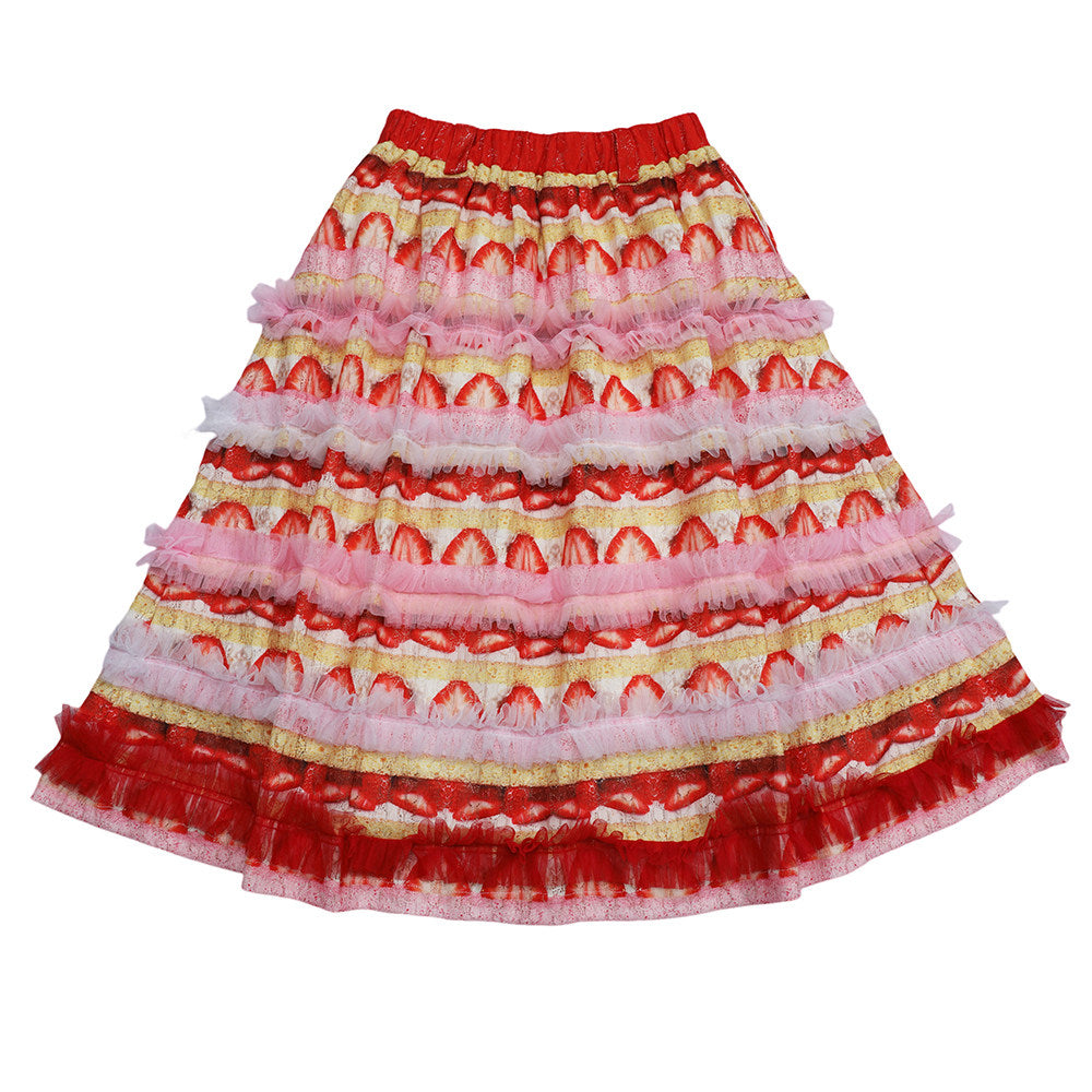 FruFru - Strawberry Lace Print Skirt skirt frufru Red S