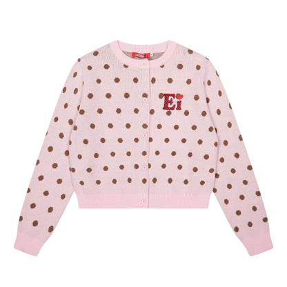 Kawaii Polka Dot Knit Cardigan Sweater cardigan Languid Park Pink S