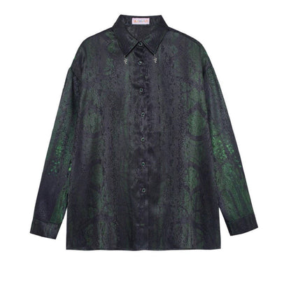 Monsssstar - Dark Green Snake Print Shirt shirt Monsssstar Snake Pendant Version S