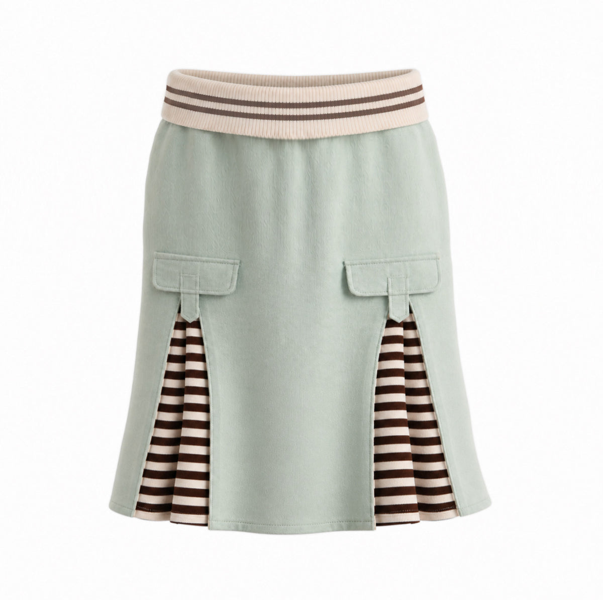 UnsocialNight - Green Brown Striped Lace Skirt skirt UnsocialNight S