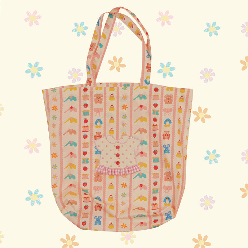 NIKKOU - Colorful Kawaii Shoulder Tote Bag bag Nikkou home Animal with Stripes