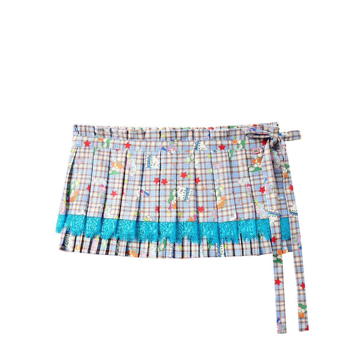 tntntutu - Plaid Angel Print Low Rise Layered Pants pants tntntutu Apron Overlay Only S