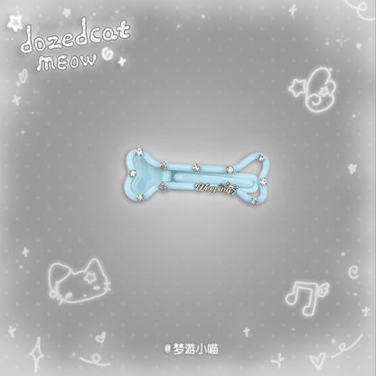 Rhinestone Bone Hair Clip | Kawaii Y2K Korean Style Side Hair Clip hair clip Sleepwalking Cat Blue