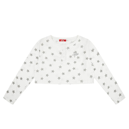 Languid Park - Star Print Cropped Long Sleeve Top shirt Languid Park White S