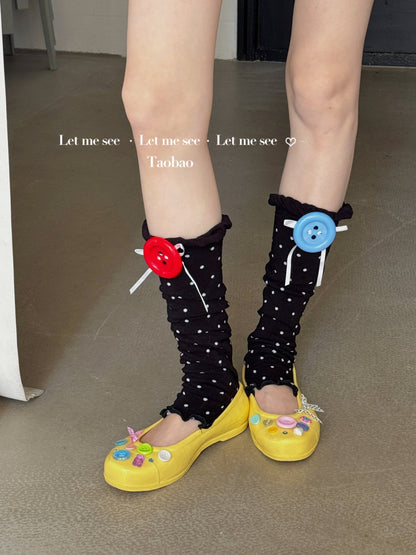 LET ME SEE - Polka Button Leg Warmers socks let me see Black
