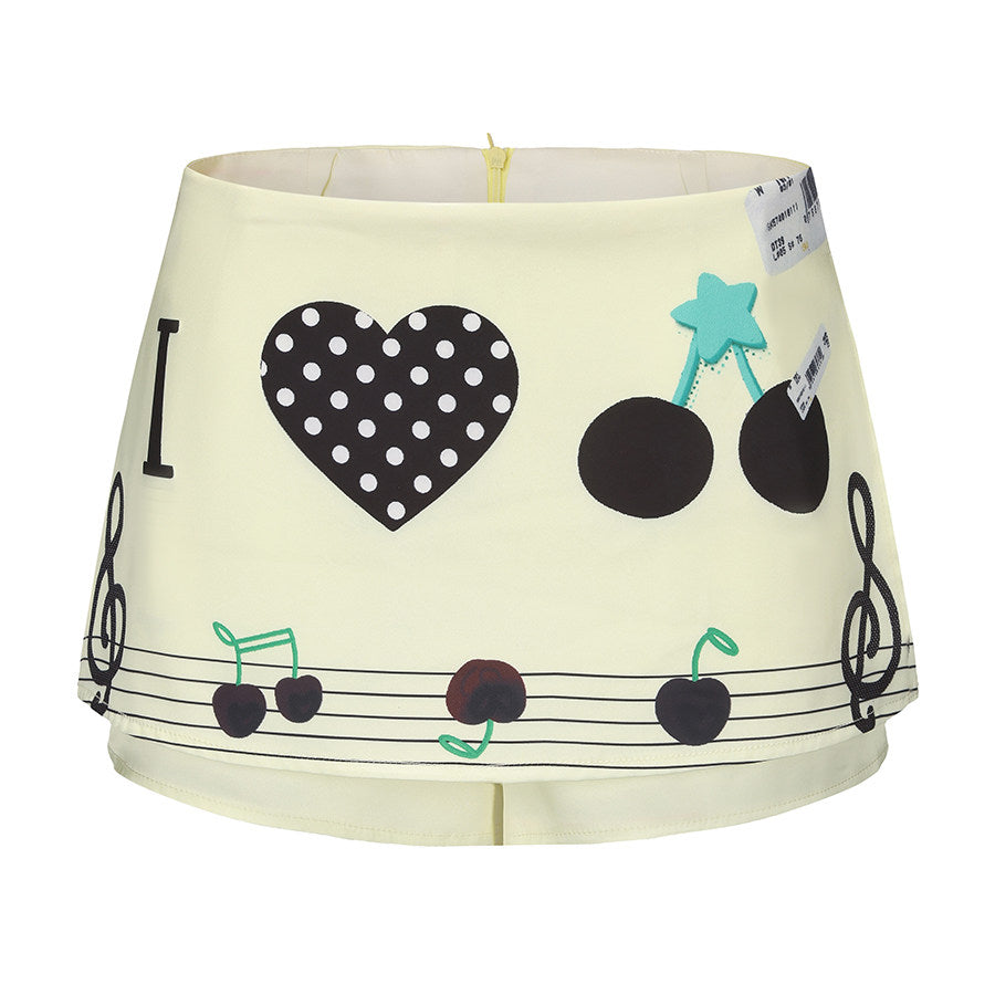 UnsocialNight - Cherry Note Skort Shorts skirt UnsocialNight Light Yellow S
