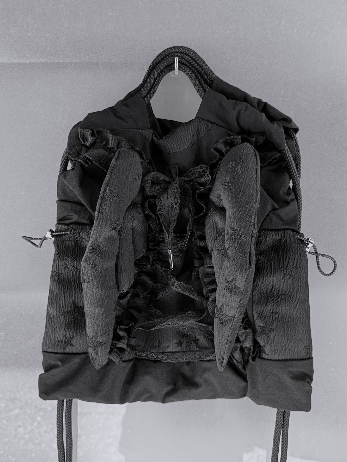 PICKY BONE - Wing Drawstring Backpack Bag bag picky bone Black