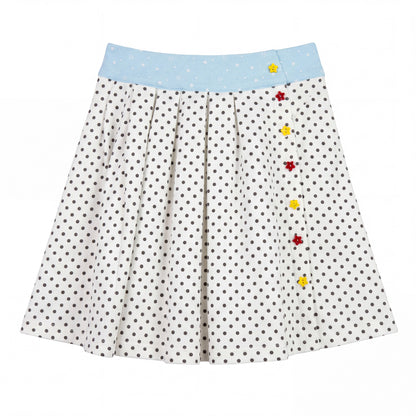Y2K Polka Dot Color-Block Pleated Skirt skirt Languid Park White S