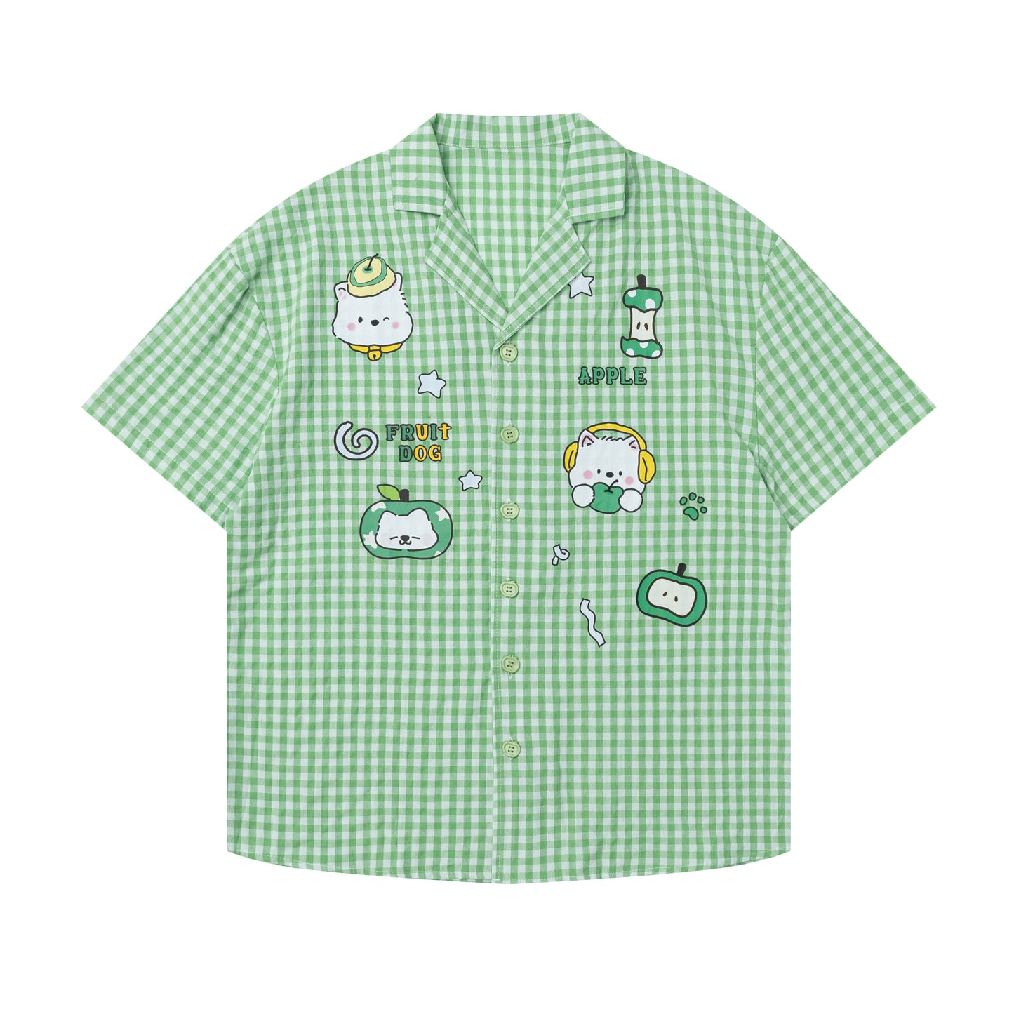Languid Park - Plaid Embroidered Oversized Short Sleeve Shirt shirt Languid Park Green S