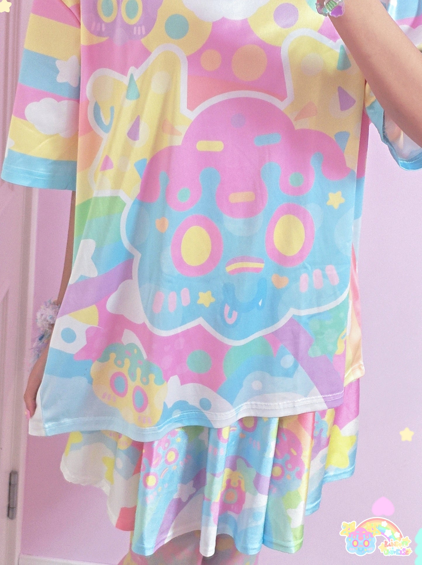 Rainbow Universe RUX - Pastel Macaron Decora Kei Skirt Set set Rainbow Universe RUX T-shirt S