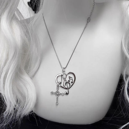 Kiwi Store - Y2K Angel Note Necklace accessory kiwi store Cross